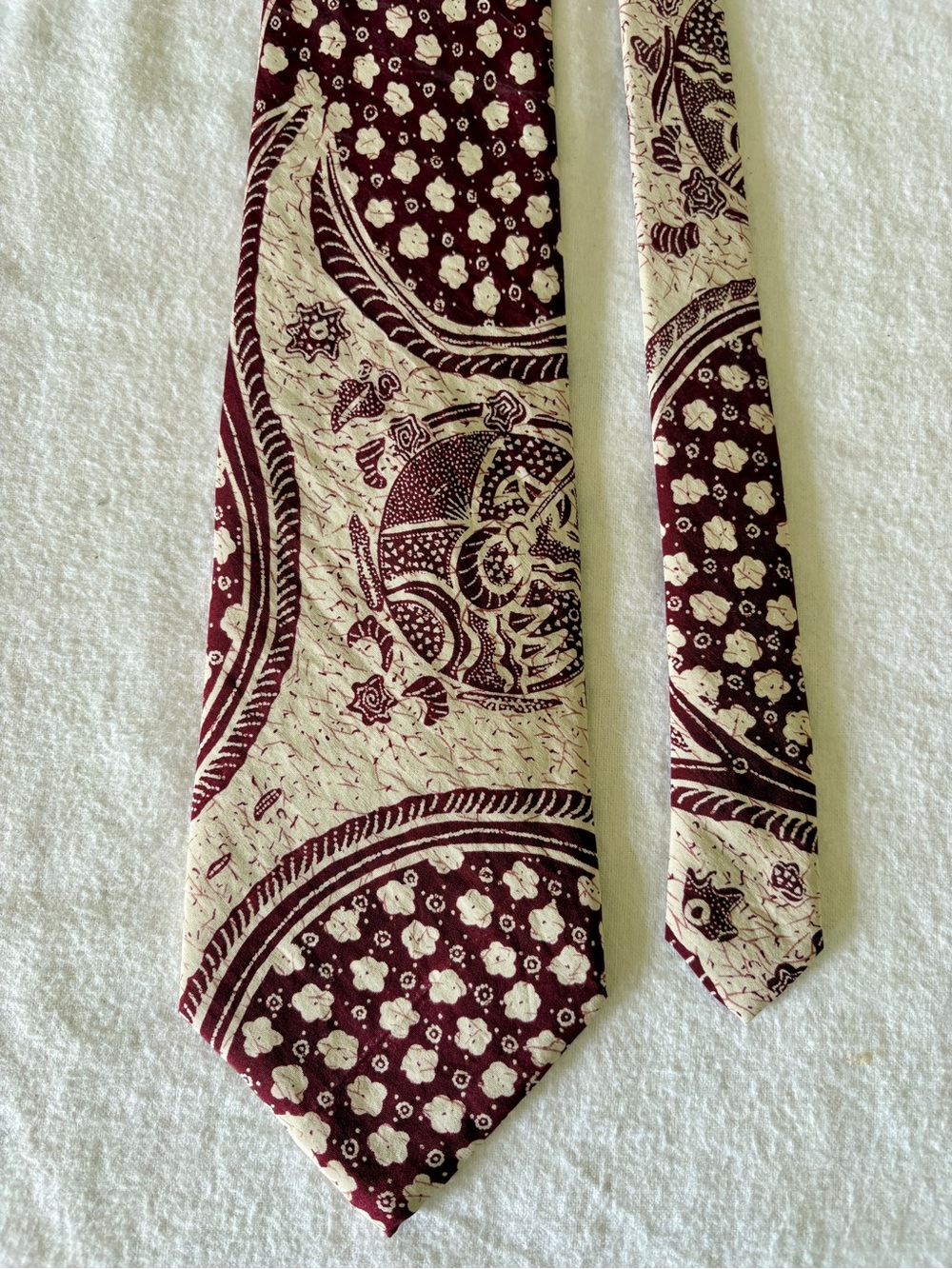 Vintage Polo Ralph Lauren RL Silk Tie Burgundy Cream Retro Abstract Floral EUC